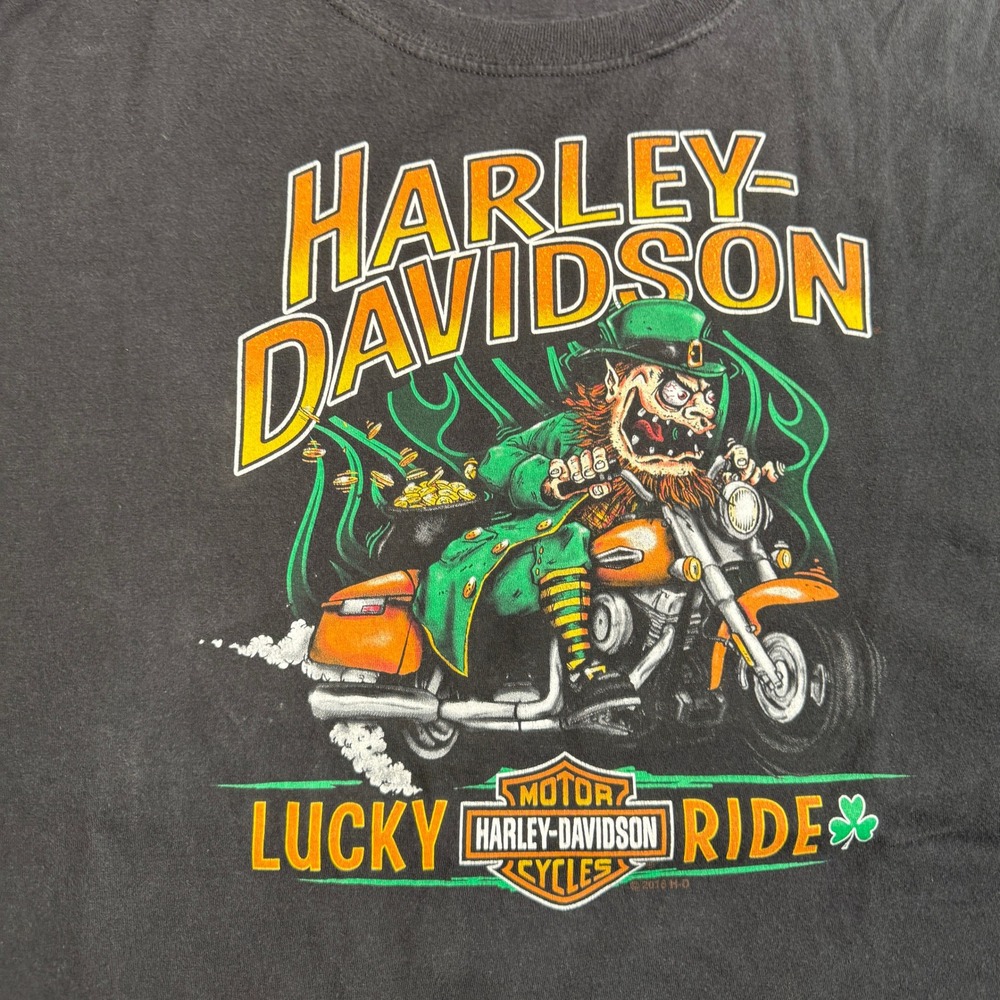 Harley-Davidson Mens Lucky Ride St Patricks Day Leprechaun T-Shirt Black 3XL - Picture 3 of 7